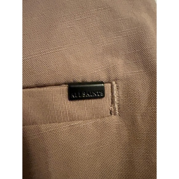 AllSaints Deri Lyn Shorts Mushroom Brown Lyocell Linen Pleated High Waist US 2 - Picture 6 of 7